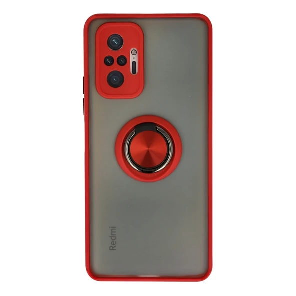 Xiaomi Redmi Note 10 Pro Kılıf Montreal Yüzüklü Silikon Kapak - Kırmızı ürün görseli 1