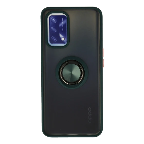 Oppo A74 4g Kılıf Montreal Yüzüklü Silikon Kapak - Yeşil ürün görseli 1