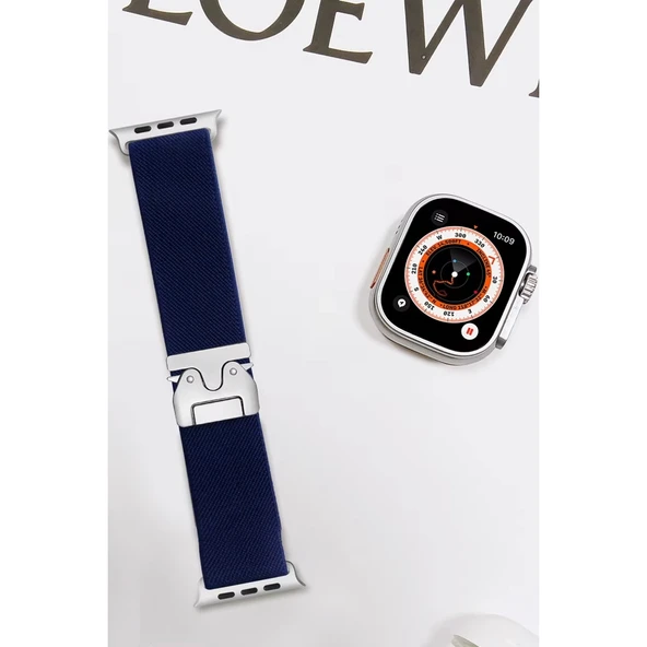 Apple Watch 42mm Forest Kumaş Kordon - Lacivert - Resim 2