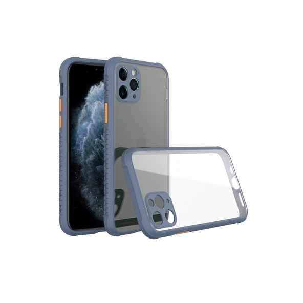 Apple İphone 11 Pro Max Kılıf Miami Şeffaf Silikon - Gri ürün görseli 1