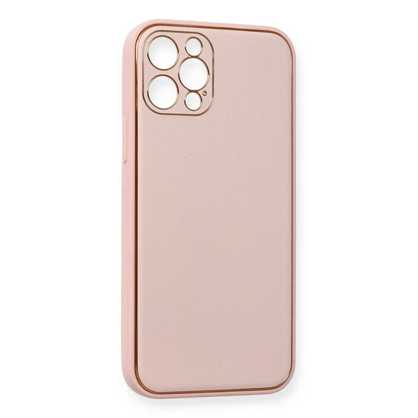 Apple İphone 12 Pro Kılıf Coco Deri Silikon Kapak - Pembe - Resim 2