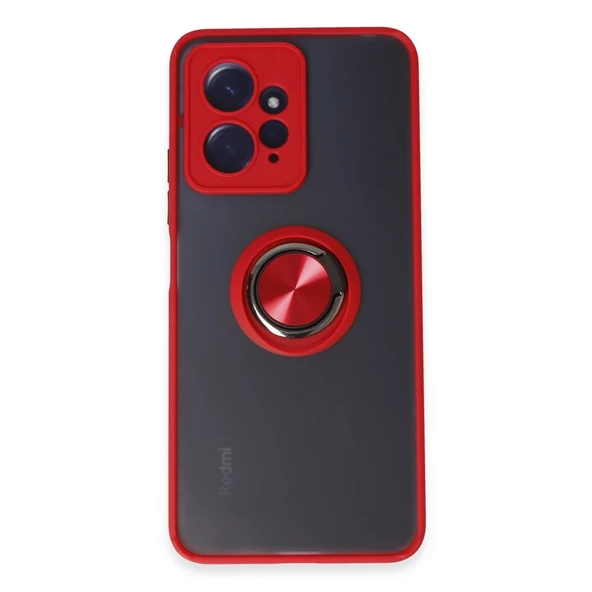 Xiaomi Redmi Note 12 4g Kılıf Montreal Yüzüklü Silikon Kapak - Kırmızı ürün görseli 1