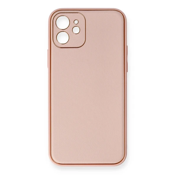 Apple İphone 12 Kılıf Coco Deri Silikon Kapak - Pembe ürün görseli 1