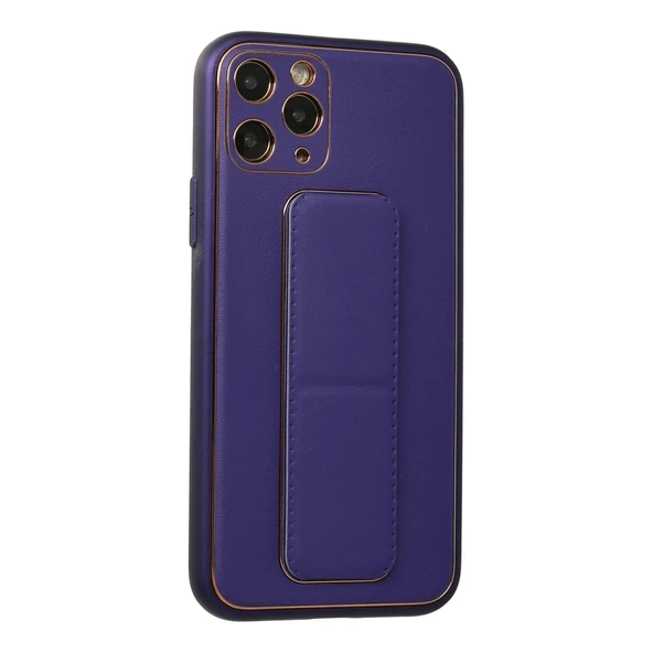 Apple İphone 11 Pro Kılıf Coco Deri Standlı Kapak - Mor - Resim 2