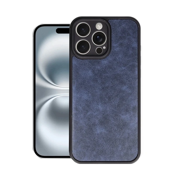 Apple İphone 16 Pro Kılıf Aras Deri Kapak - Lacivert ürün görseli 1