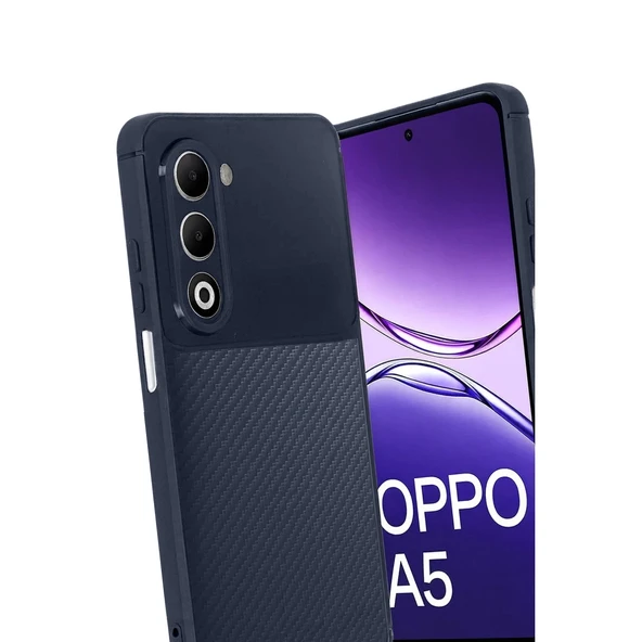 Oppo A5 4g Auto Focus Karbon Kapak - Lacivert - Resim 3