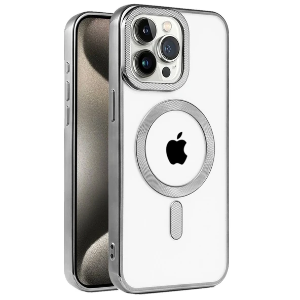 Apple İphone 15 Pro Max Kılıf Kronos Magsafe Kapak - Titanyum Gri ürün görseli 1