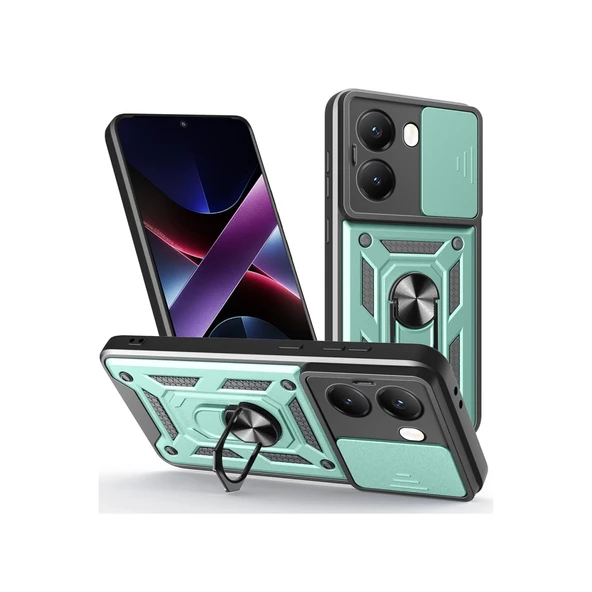 Xiaomi Poco X7 Pro Kılıf Pars Lens Yüzüklü Silikon - Yeşil ürün görseli 1