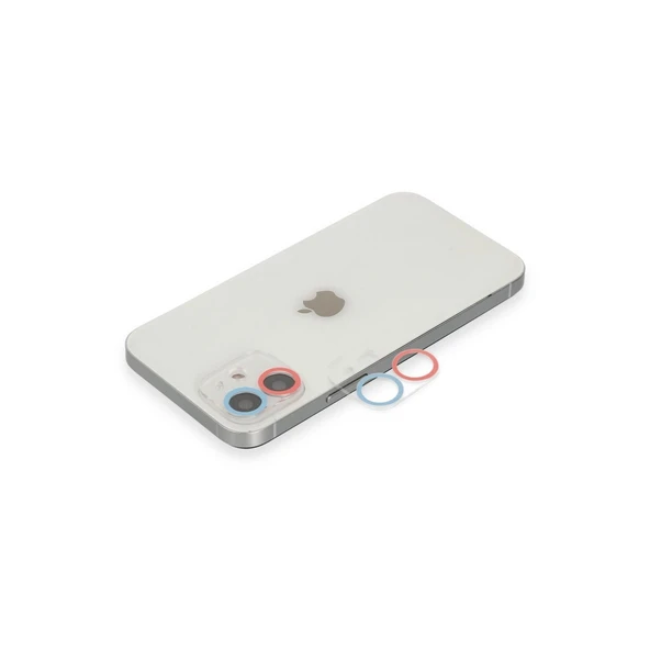 Apple İphone 12 Mini Renkli Kamera Lens Koruma Cam - Pembe-mavi ürün görseli 1
