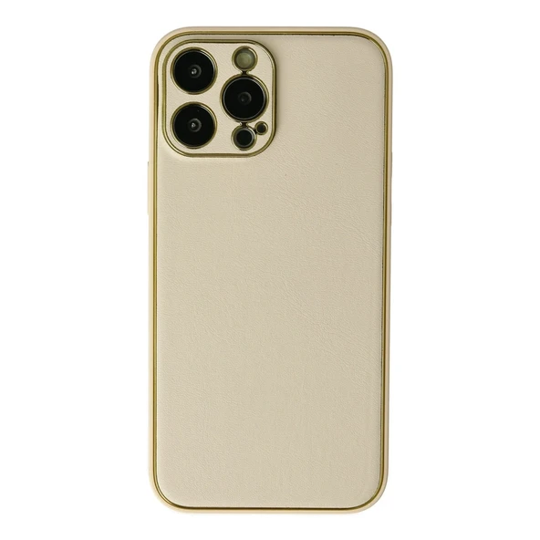 Apple İphone 13 Pro Kılıf Coco Deri Silikon Kapak - Gold ürün görseli 1