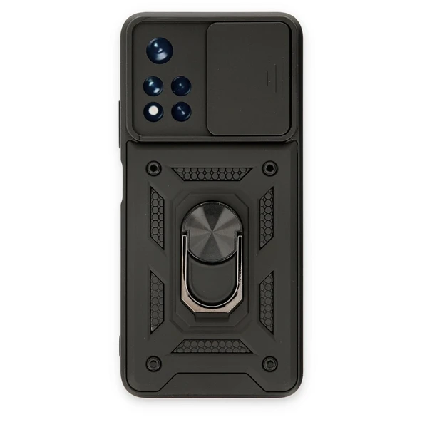Xiaomi Redmi Note 11t Kılıf Pars Lens Yüzüklü Silikon - Siyah ürün görseli 1