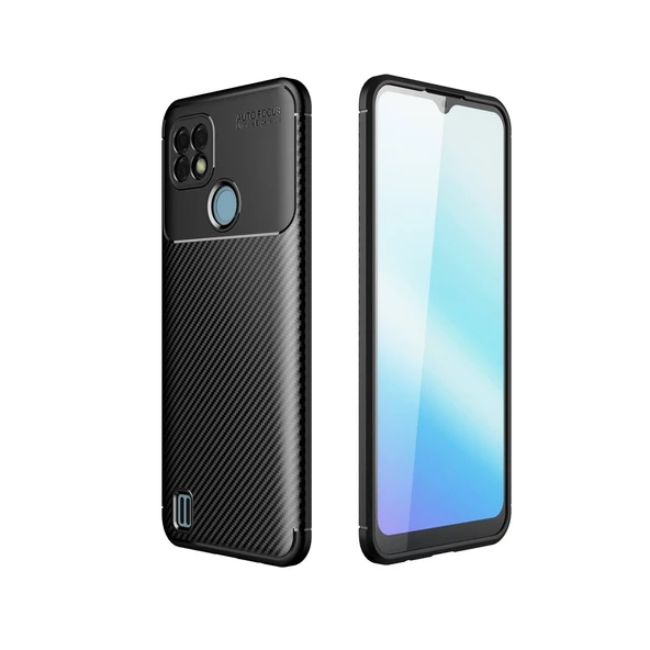 Realme C21 Kılıf Auto Focus Karbon Kapak - Siyah ürün görseli 1