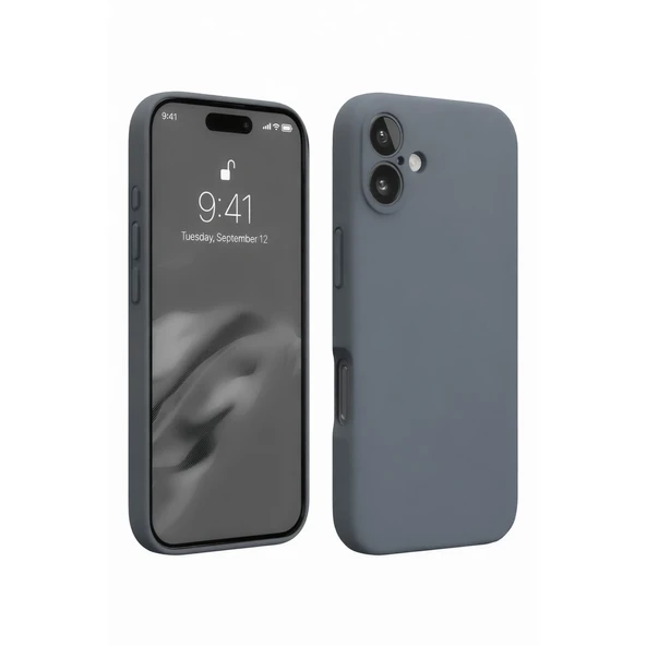 Apple İphone 16 Plus Kılıf Nano İçi Kadife Silikon - Gri ürün görseli 1