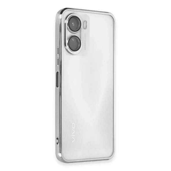 Vivo Y16 Kılıf Razer Lensli Silikon - Gümüş ürün görseli 1