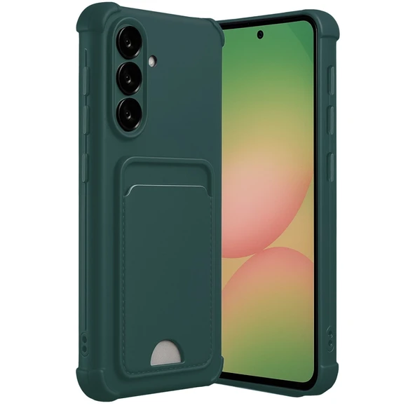 Samsung Galaxy A36 Kılıf Kelvin Kartvizitli Silikon - Koyu Yeşil ürün görseli 1