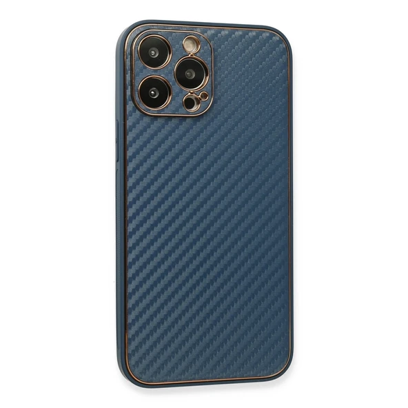 Apple İphone 13 Pro Kılıf Coco Karbon Silikon - Mavi - Resim 2