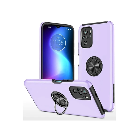 Xiaomi Poco F3 Kılıf Elit Yüzüklü Kapak - Mor ürün görseli 1