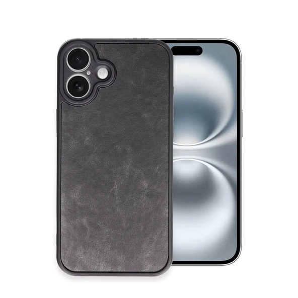 Apple İphone 16 Plus Kılıf Aras Deri Kapak - Siyah ürün görseli 1