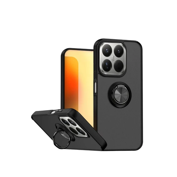 Xiaomi Mi 15t Montreal Yüzüklü Silikon Kapak - Siyah ürün görseli 1