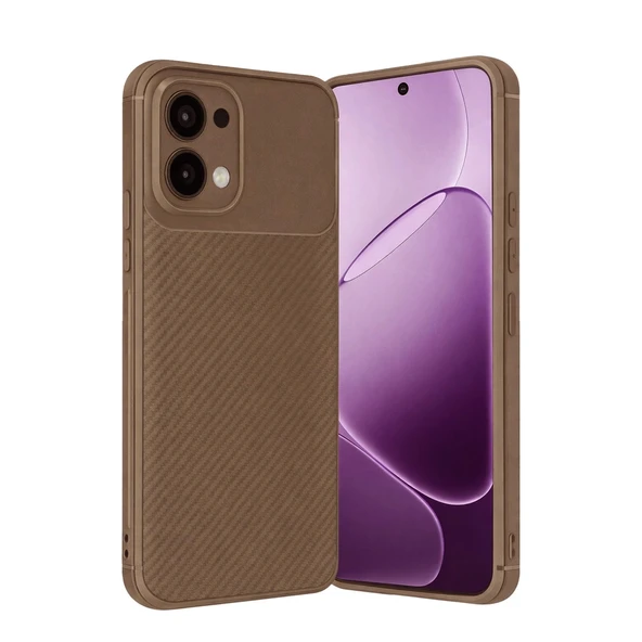 Oppo A6 Pro 4g Auto Focus Karbon Kapak - Kahverengi ürün görseli 1