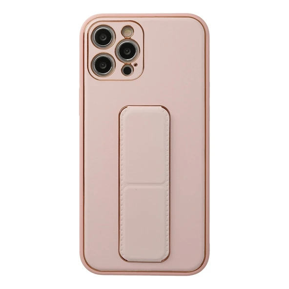 Apple İphone 12 Pro Kılıf Coco Deri Standlı Kapak - Pembe ürün görseli 1