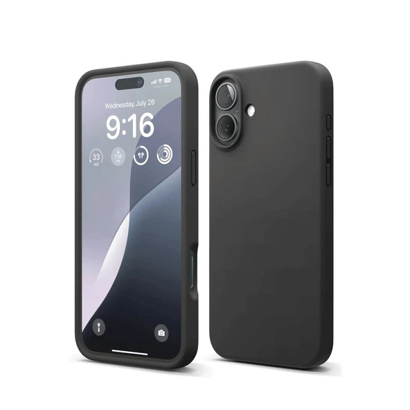 Apple İphone 16 Plus Kılıf Nano İçi Kadife Silikon - Siyah ürün görseli 1