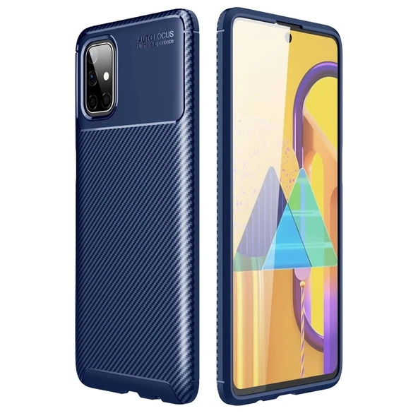 Samsung Galaxy M51 Kılıf Auto Focus Karbon Kapak - Lacivert ürün görseli 1