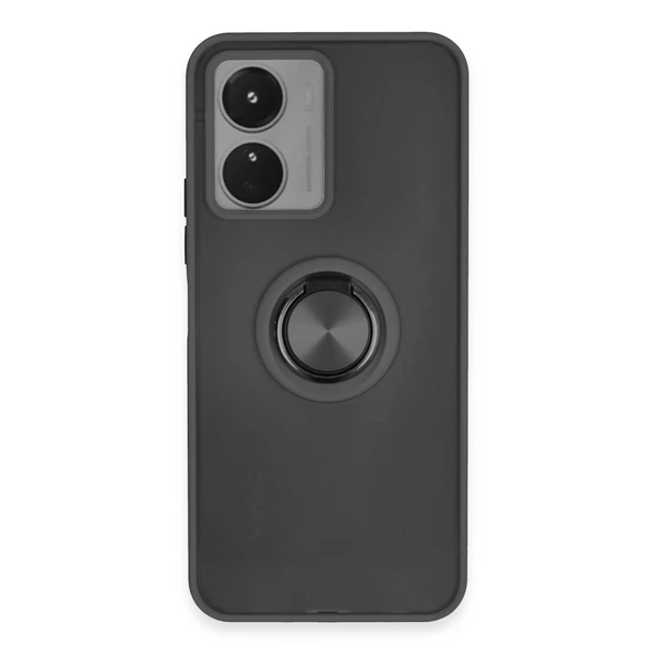 Vivo Y16 Kılıf Montreal Yüzüklü Silikon Kapak - Siyah ürün görseli 1