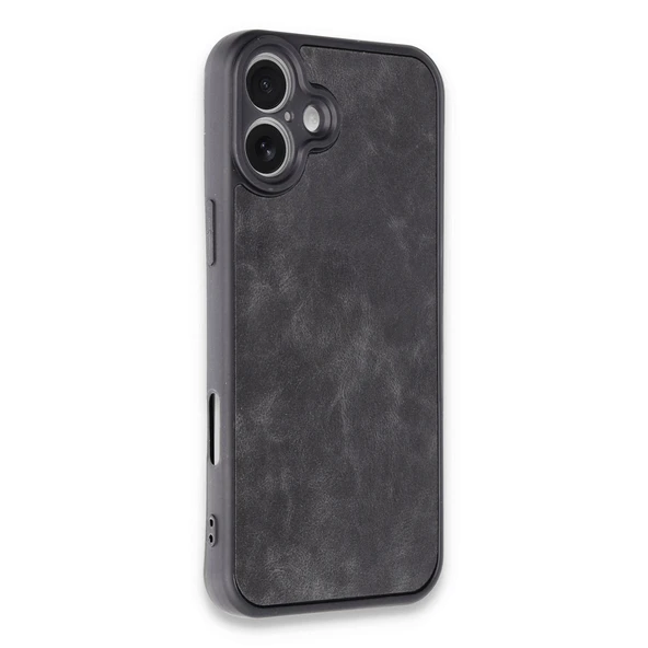 Apple İphone 16 Plus Kılıf Aras Deri Kapak - Siyah - Resim 2