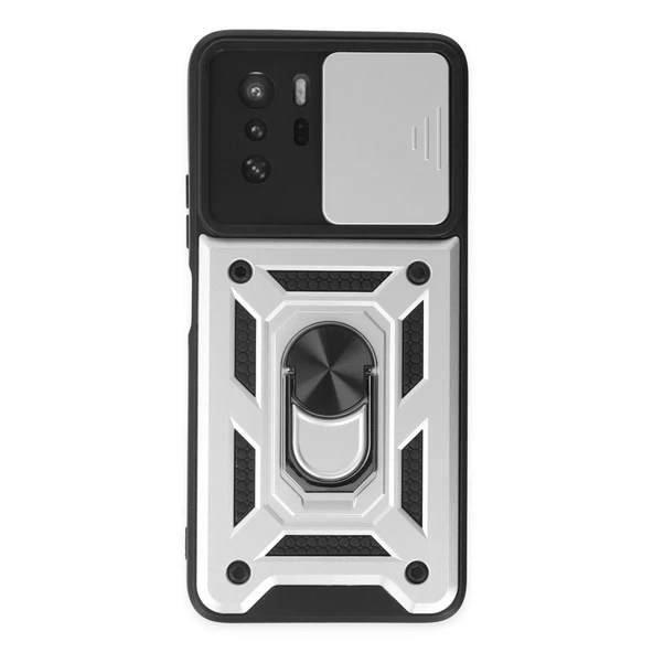 Xiaomi Poco X3 Gt Kılıf Pars Lens Yüzüklü Silikon - Gümüş ürün görseli 1