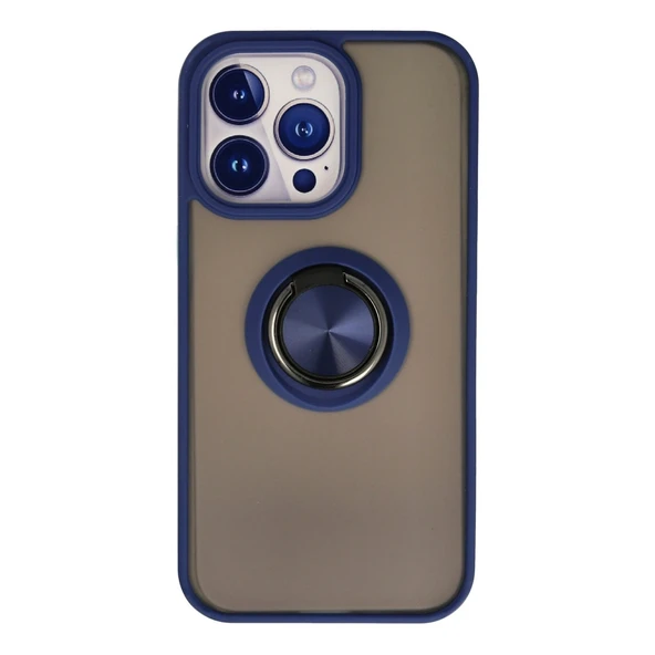 Apple İphone 13 Pro Max Kılıf Montreal Yüzüklü Silikon Kapak - Lacivert ürün görseli 1
