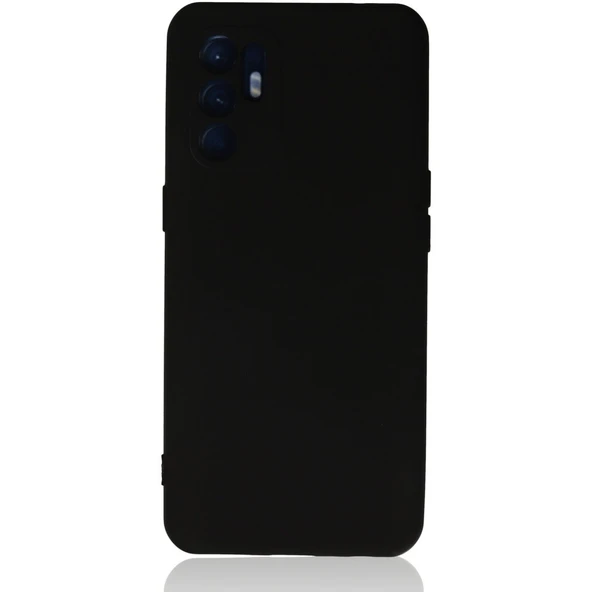 Oppo Reno 6 Kılıf Nano İçi Kadife Silikon - Siyah ürün görseli 1