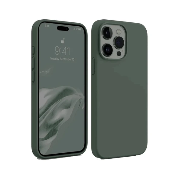 Apple İphone 15 Pro Max Kılıf First Silikon - Koyu Yeşil ürün görseli 1