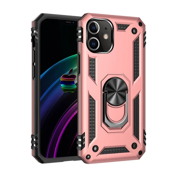 Apple İphone 12 Mini Kılıf Sofya Yüzüklü Silikon Kapak - Rose ürün görseli 1