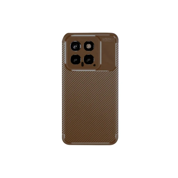 Xiaomi Mi 14t Kılıf Auto Focus Karbon Kapak - Kahverengi ürün görseli 1