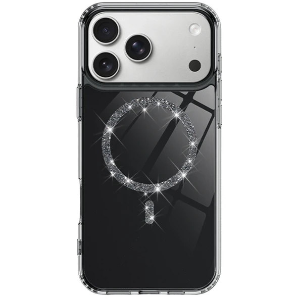 Apple İphone 17 Pro Max Live Diamond Magsafe Kapak - Siyah - Resim 2