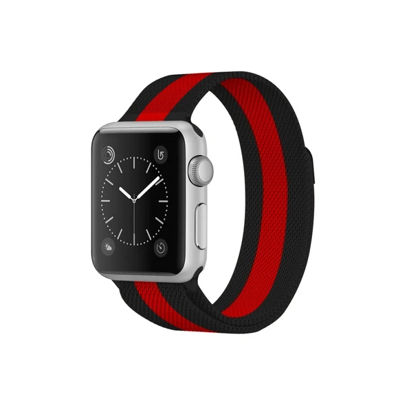 Apple Watch 38mm Metal Mıknatıslı Kordon - Siyah-kırmızı ürün görseli 1