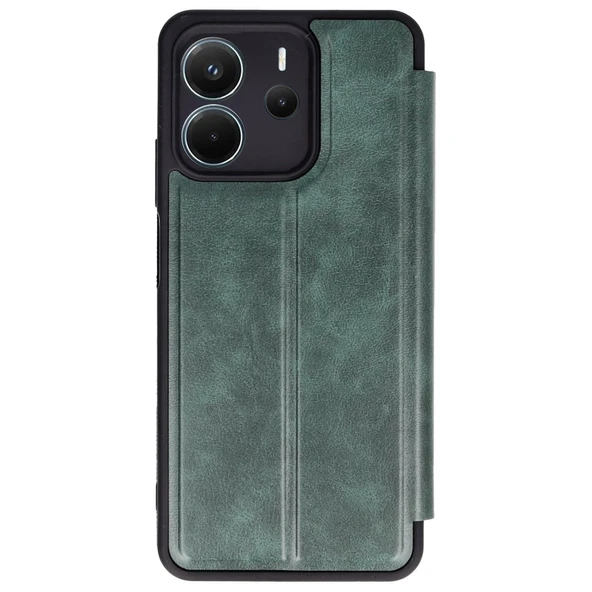 Xiaomi Redmi Note 14 4g Kılıf Flip Cover - Koyu Yeşil ürün görseli 1