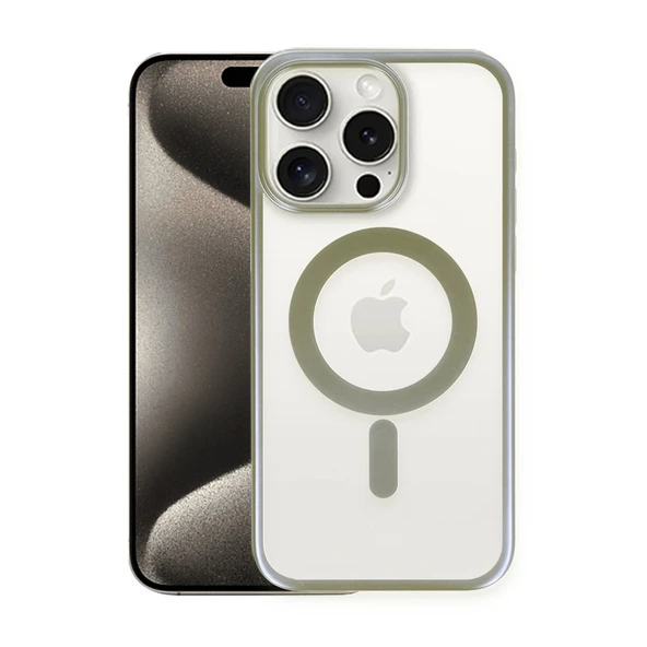 Apple İphone 15 Pro Max Kılıf Erozi Magsafe Kapak - Gri ürün görseli 1