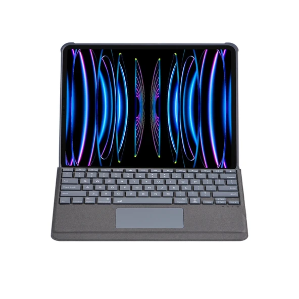 Apple T5509d İpad Pro 12.9 (2022) Kılıf Palermo Ledli Klavyeli Standlı Tablet Kılıfı - Siyah ürün görseli 1