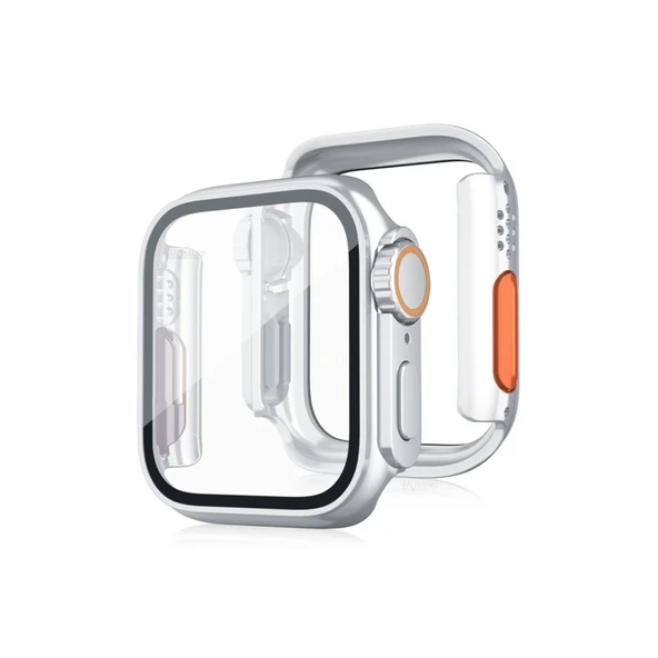 Apple Watch 44mm Watch 49mm Kasa Dönüştürücü Ve Ekran Koruyucu - Gümüş ürün görseli 1