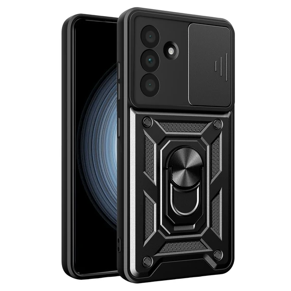 Samsung Galaxy A57 5g Pars Lens Yüzüklü Silikon - Siyah ürün görseli 1