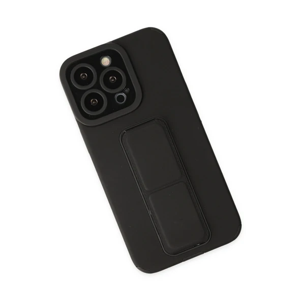 Apple İphone 13 Pro Max Kılıf Mega Standlı Silikon - Siyah - Resim 2