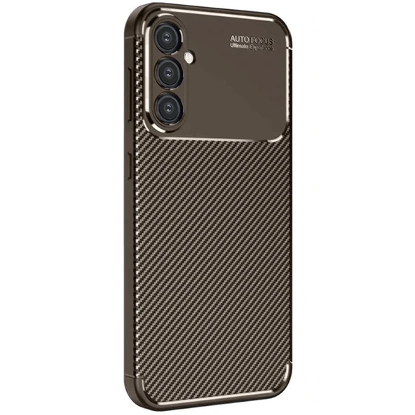 Samsung Galaxy A26 Kılıf Auto Focus Karbon Kapak - Kahverengi ürün görseli 1
