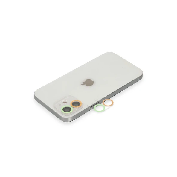 Apple İphone 12 Renkli Kamera Lens Koruma Cam - Turuncu-yeşil ürün görseli 1