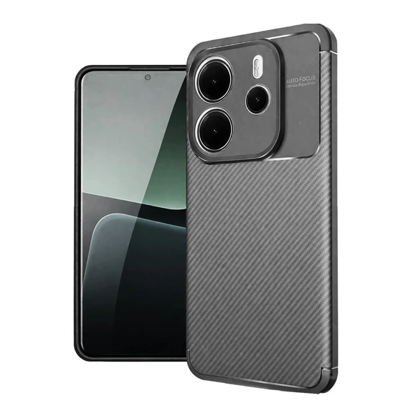 Xiaomi Redmi Note 14 4g Kılıf Auto Focus Karbon Kapak - Gri ürün görseli 1