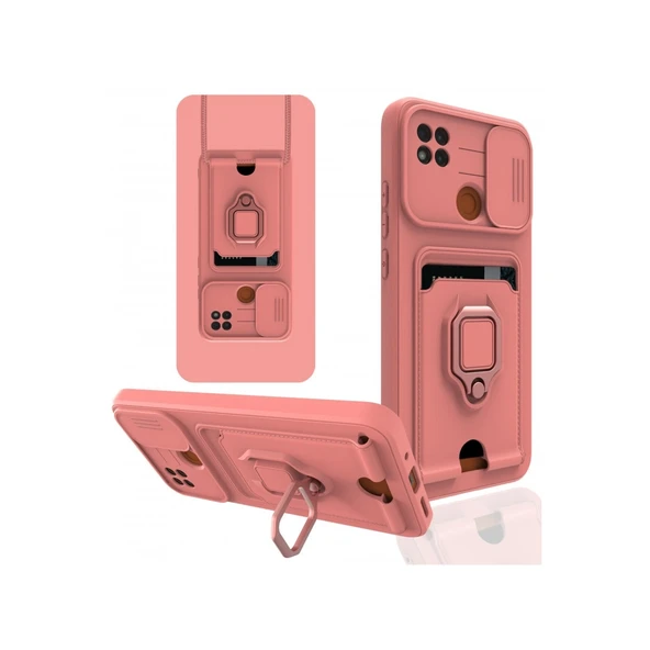Xiaomi Redmi 9c Kılıf Zuma Kartvizitli Yüzüklü Silikon - Pembe ürün görseli 1