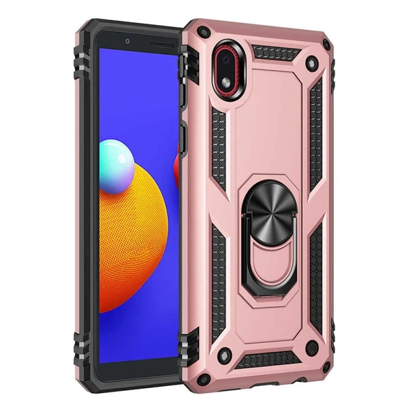 Samsung Galaxy A01 Core Kılıf Sofya Yüzüklü Silikon Kapak - Rose ürün görseli 1