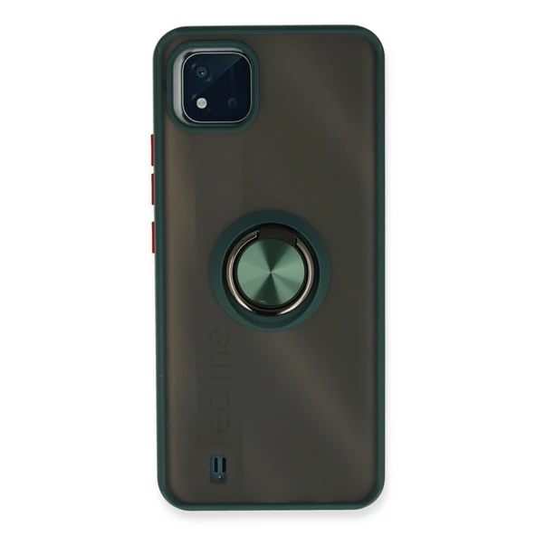 Realme C11 2021 Kılıf Montreal Yüzüklü Silikon Kapak - Yeşil ürün görseli 1