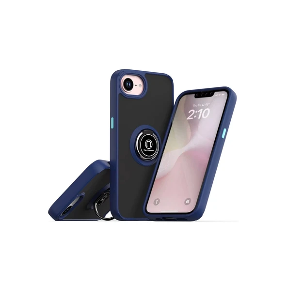 Apple İphone 16e Kılıf Montreal Yüzüklü Silikon Kapak - Lacivert ürün görseli 1